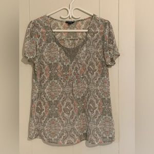 (3 for $20) Reitmans Sheer Paisley Short Sleeve Blouse Top Size Large EUC